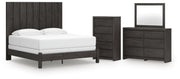 Fraluna King Panel Bed, Dresser, Mirror and Chest in Charcoal - PKG021666