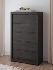 Fraluna King Panel Bed, Dresser, Mirror and Chest in Charcoal - PKG021666