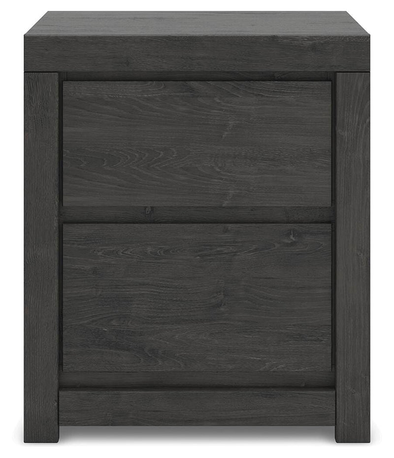 Fraluna King Panel Bed, Dresser, Mirror and Nightstand in Charcoal - PKG021665