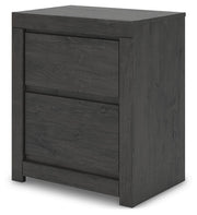 Fraluna King Panel Bed, Dresser, Mirror and Nightstand in Charcoal - PKG021665