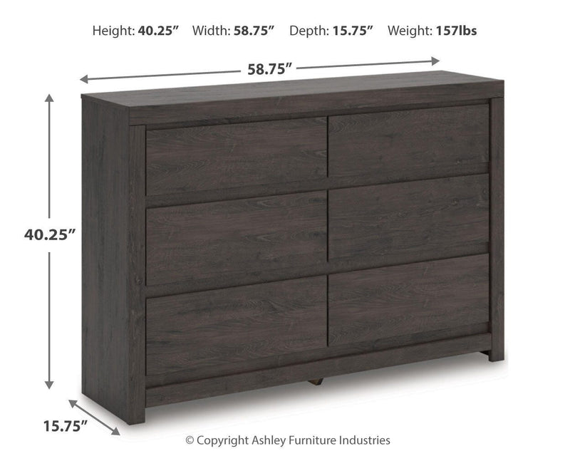 Fraluna King Panel Storage Bed and Dresser in Charcoal - PKG021684