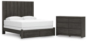 Fraluna King Panel Storage Bed and Dresser in Charcoal - PKG021684