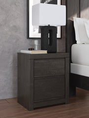Fraluna King Panel Storage Bed, Dresser and Nightstand in Charcoal - PKG021685