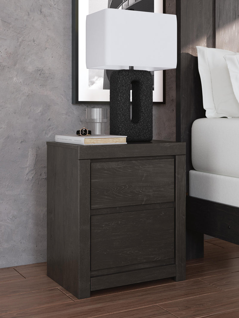 Fraluna King Panel Storage Bed, Dresser and Nightstand in Charcoal - PKG021685