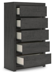 Fraluna King Panel Storage Bed, Dresser, Mirror and Chest in Charcoal - PKG021682