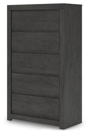 Fraluna King Panel Storage Bed, Dresser, Mirror and Chest in Charcoal - PKG021682