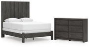 Fraluna Queen Panel Bed and Dresser in Charcoal - PKG021660