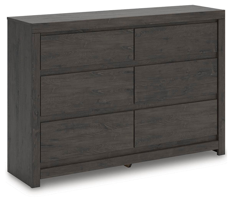 Fraluna Queen Panel Bed and Dresser in Charcoal - PKG021660