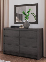 Fraluna Queen Panel Bed, Dresser and Mirror in Charcoal - PKG021654