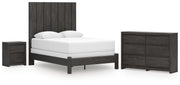 Fraluna Queen Panel Bed, Dresser and Nightstand in Charcoal - PKG021661