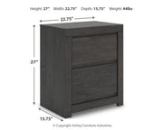 Fraluna Queen Panel Bed, Dresser and Nightstand in Charcoal - PKG021661