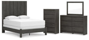 Fraluna Queen Panel Bed, Dresser, Mirror and Chest in Charcoal - PKG021658
