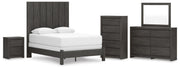 Fraluna Queen Panel Bed, Dresser, Mirror, Chest and Nightstand in Charcoal - PKG021659