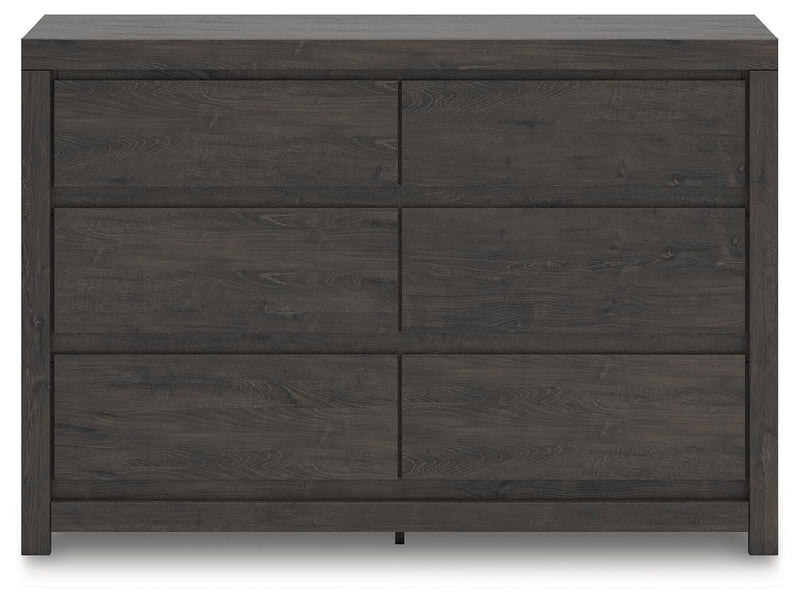 Fraluna Queen Panel Storage Bed and Dresser in Charcoal - PKG021676