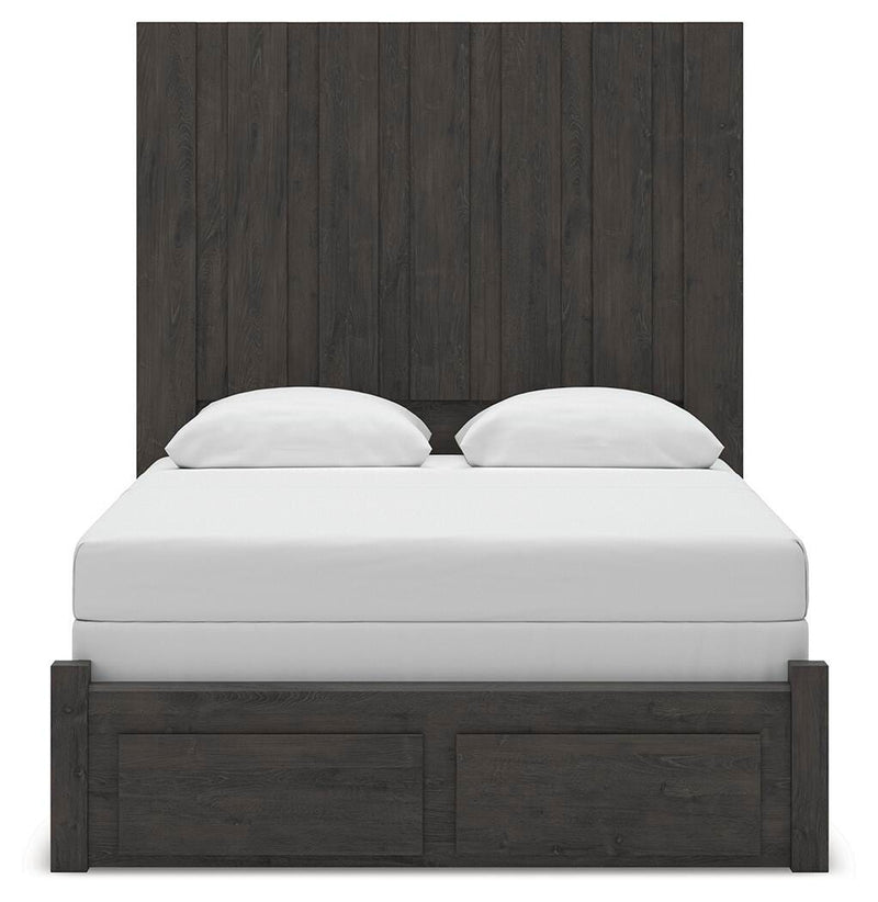 Fraluna Queen Panel Storage Bed and Dresser in Charcoal - PKG021676