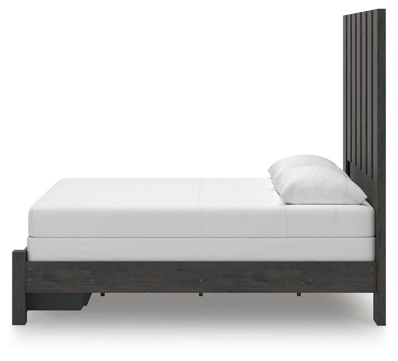 Fraluna Queen Panel Storage Bed and Dresser in Charcoal - PKG021676