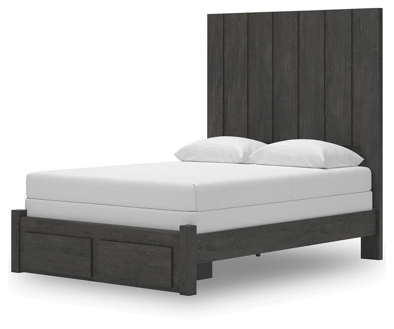 Fraluna Queen Panel Storage Bed, Dresser, Mirror and 2 Nightstands in Charcoal - PKG021671