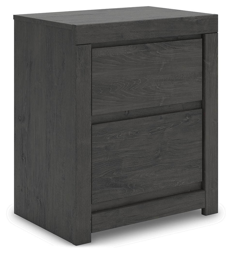 Fraluna Queen Panel Storage Bed, Dresser, Mirror and 2 Nightstands in Charcoal - PKG021671