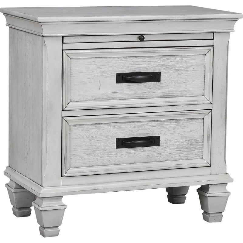 Franco 2-drawer Nightstand Distressed White - 205332