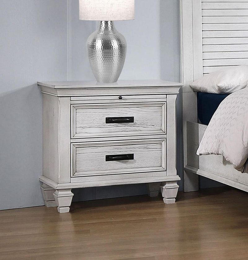 Franco 2-drawer Nightstand Distressed White - 205332