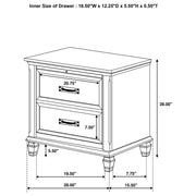 Franco 2-drawer Nightstand Distressed White - 205332