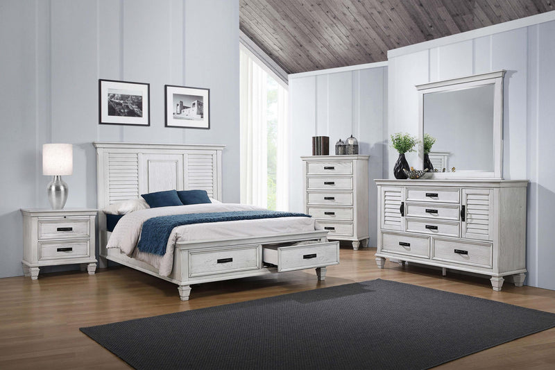 Franco 2-drawer Nightstand Distressed White - 205332