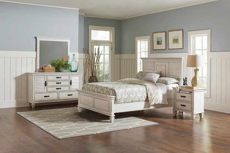 Franco 4-piece Eastern King Bedroom Set Distressed White - 205331KE-S4