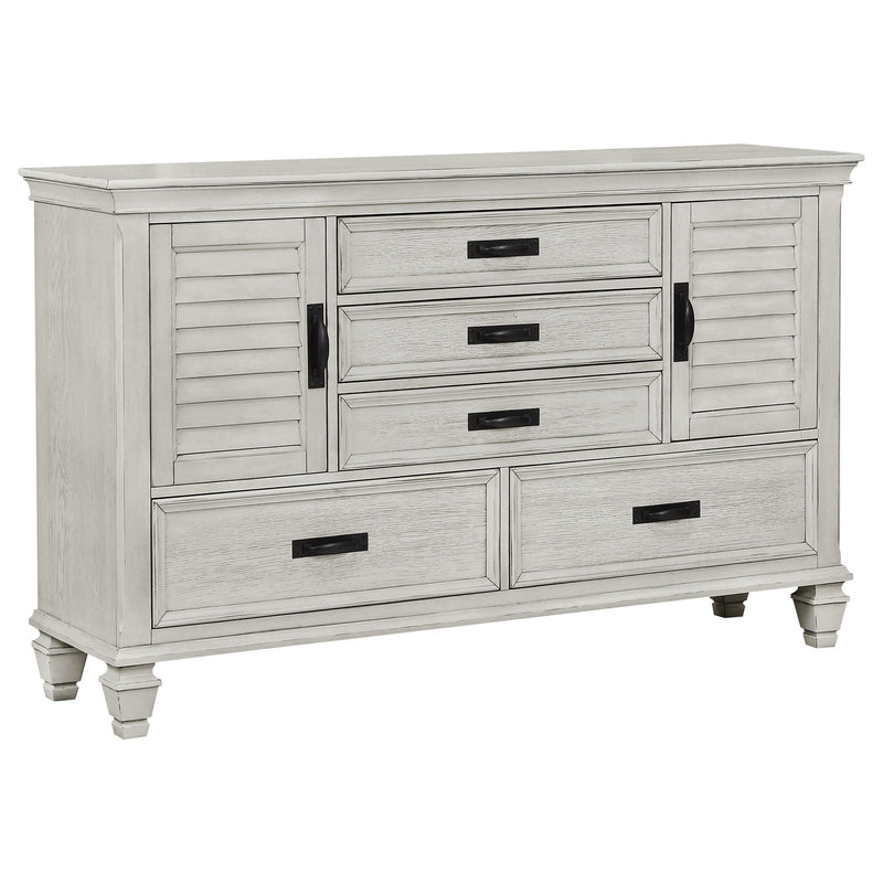 Franco 4-piece Eastern King Bedroom Set Distressed White - 205331KE-S4