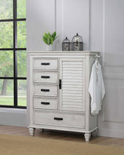 Franco 5-drawer Door Chest Distressed White - 205338