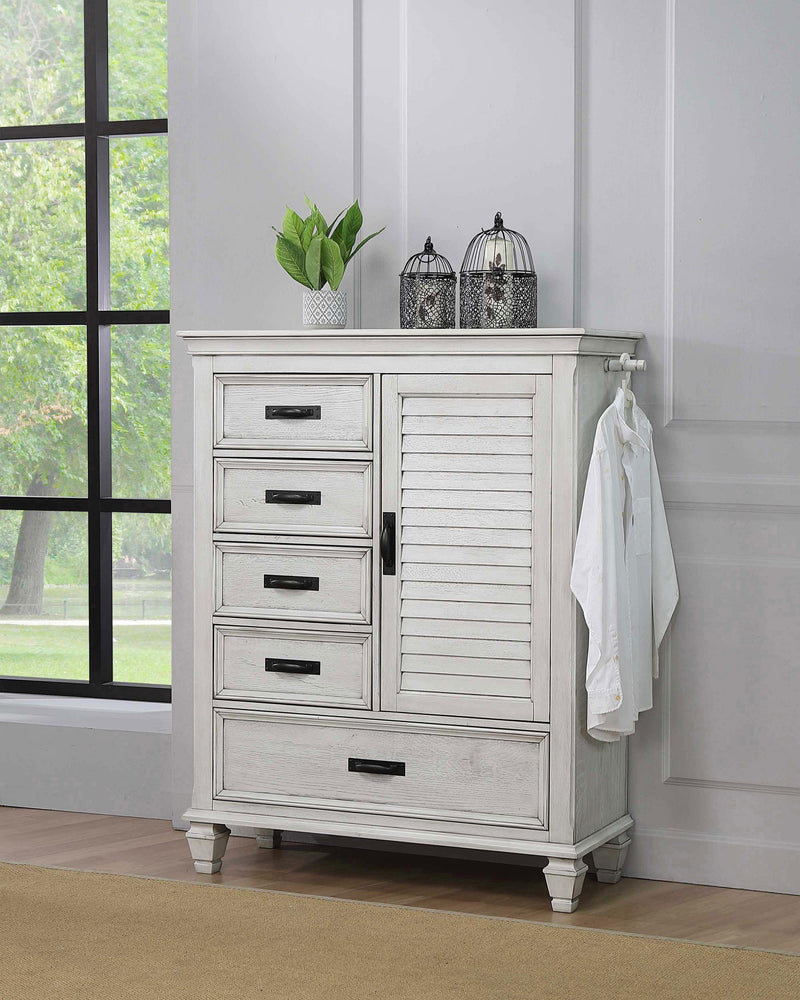Franco 5-drawer Door Chest Distressed White - 205338