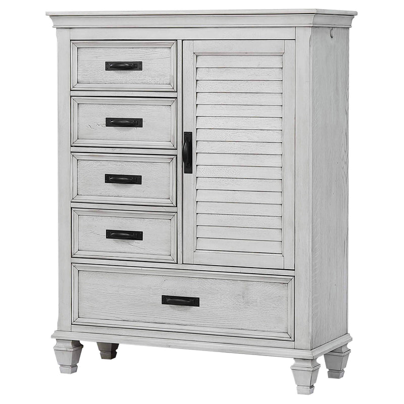 Franco 5-drawer Door Chest Distressed White - 205338