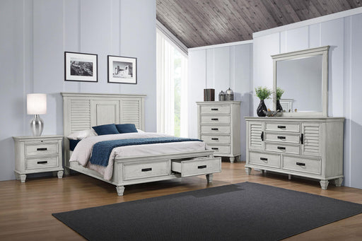 Franco 5-piece Eastern King Bedroom Set Distressed White - 205330KE-S5