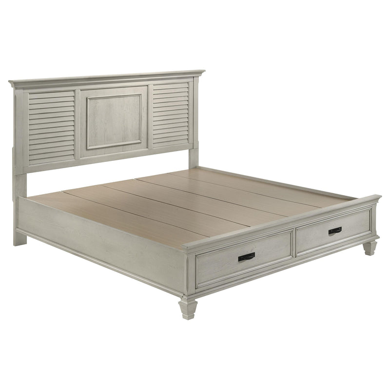 Franco 5-piece Eastern King Bedroom Set Distressed White - 205330KE-S5