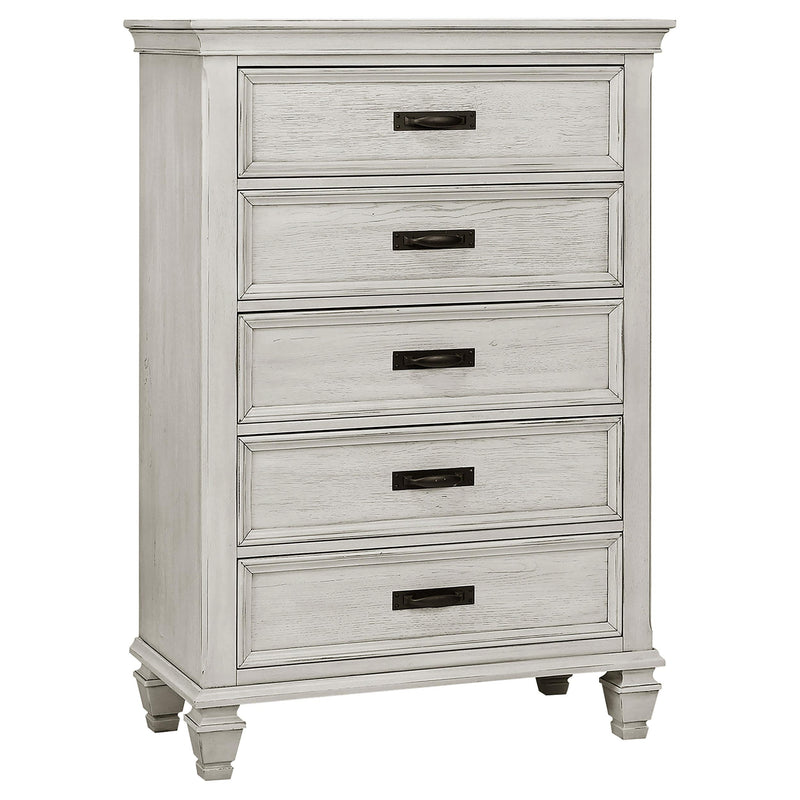 Franco 5-piece Eastern King Bedroom Set Distressed White - 205331KE-S5