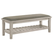 Franco Fabric Upholstered Bench with Shelf Distressed White - 205337