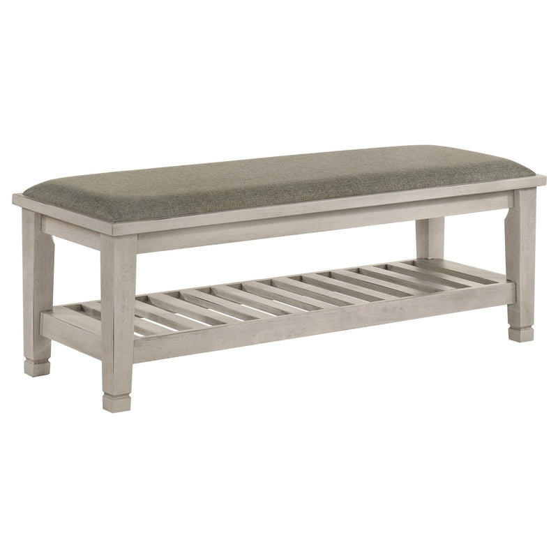 Franco Fabric Upholstered Bench with Shelf Distressed White - 205337