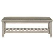 Franco Fabric Upholstered Bench with Shelf Distressed White - 205337