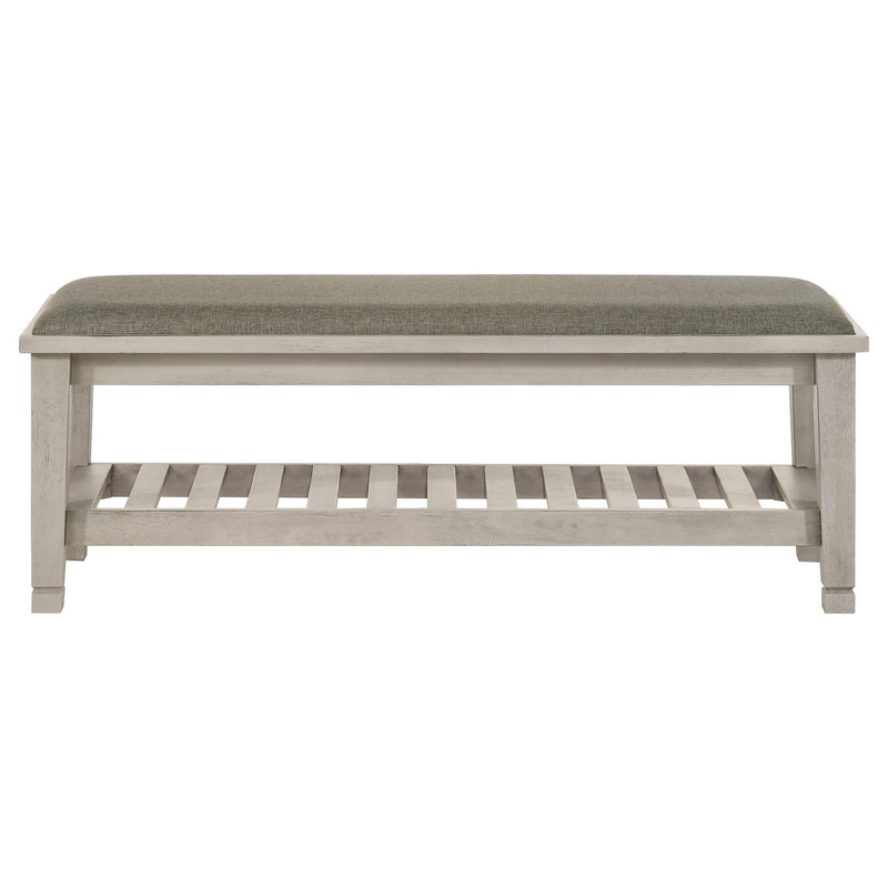 Franco Fabric Upholstered Bench with Shelf Distressed White - 205337