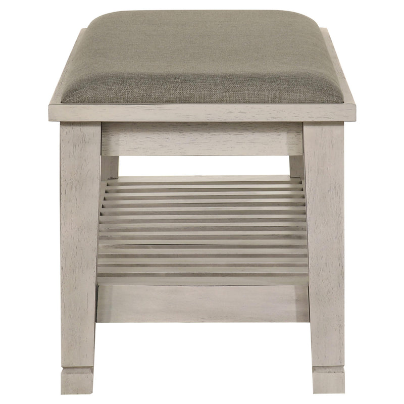 Franco Fabric Upholstered Bench with Shelf Distressed White - 205337