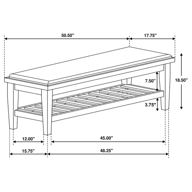 Franco Fabric Upholstered Bench with Shelf Distressed White - 205337