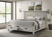 Franco Wood Eastern King Storage Panel Bed Distressed White - 205330KE