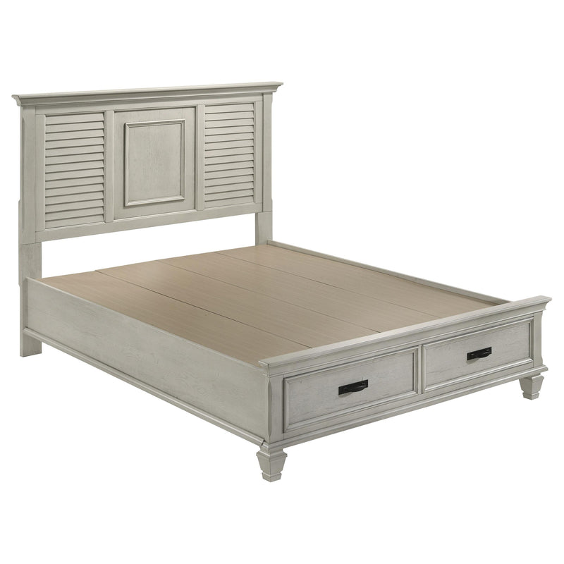Franco Wood Queen Storage Panel Bed Distressed White - 205330Q