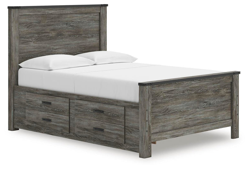 Frandern Black/Gray Full Panel Bed with Storage - B4480B24