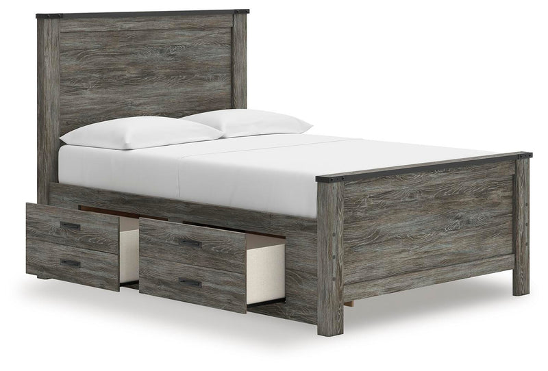 Frandern Black/Gray Full Panel Bed with Storage - B4480B24