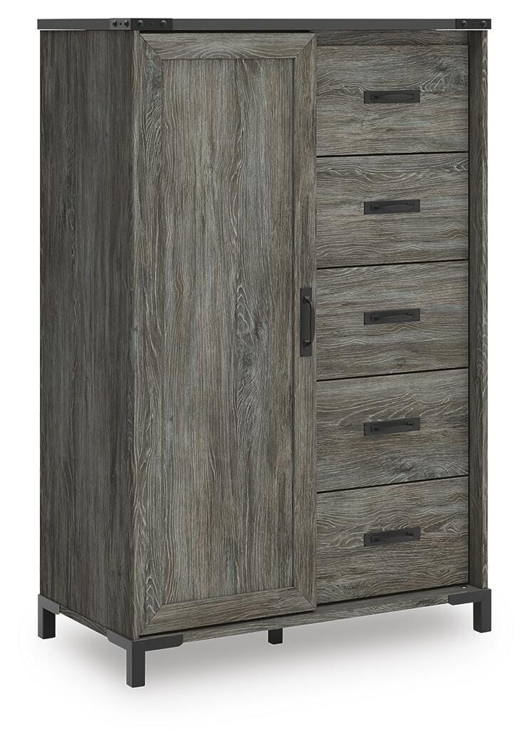 Frandern Full Bookcase Panel Bed with Storage, Dresser, Mirror and Chest - B4480B28