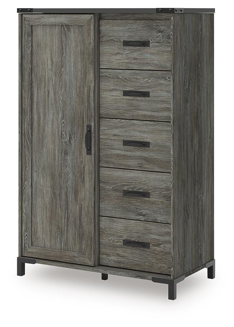 Frandern Full Bookcase Panel Bed with Storage, Dresser, Mirror and Chest - B4480B28