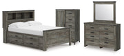 Frandern Full Bookcase Panel Bed with Storage, Dresser, Mirror and Chest - B4480B28