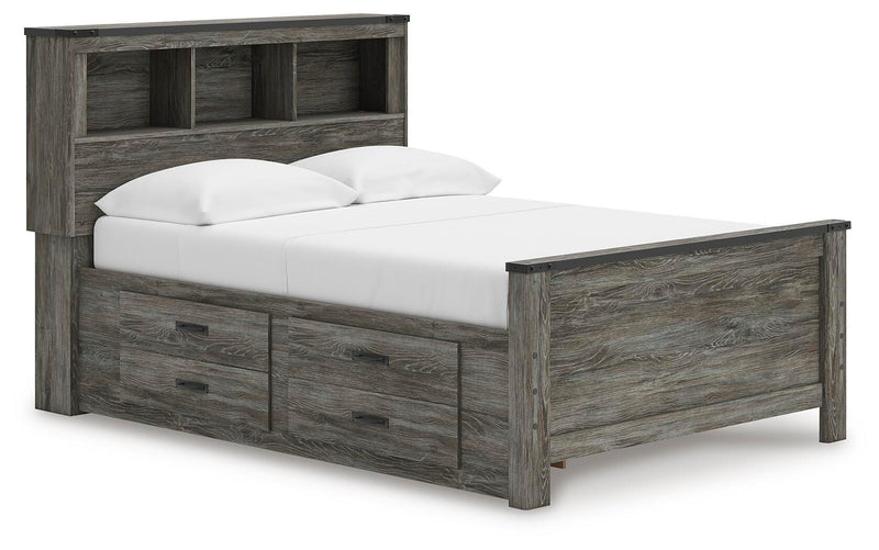Frandern Gray Full Bookcase Panel Bed with Storage - B4480B9