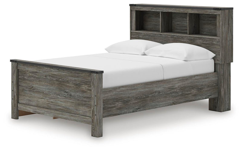 Frandern Gray Full Bookcase Panel Bed with Storage - B4480B9