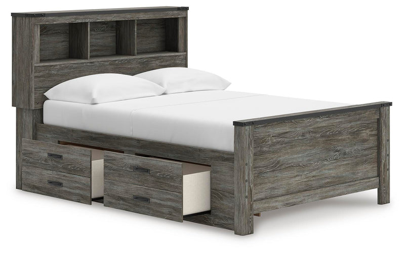 Frandern Gray Full Bookcase Panel Bed with Storage - B4480B9